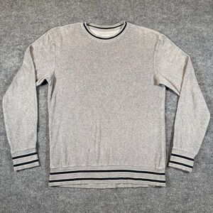 American‎ Eagle Men's Small Gray Velour Crewneck Ringer Sweater